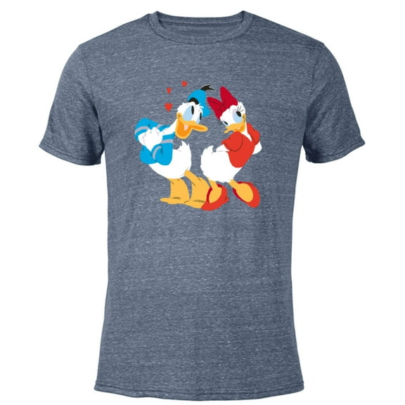 Disney Donald and Daisy Sweethearts Valentine’s Day - Short Sleeve Blended T-Shirt for Adults – Customized-Navy Heather