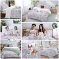 thumbnail image 5 of 3 Piece Blue Yellow Pink Duvet Cover Set California King,Microfiber Comforter/Quilt Cover with Corner Ties and 2 Pillowcases,Modern Abstract Art Watercolor All Season Soft Bedding with Zipper Closure, 5 of 8