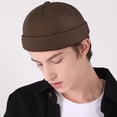 thumbnail image 2 of Cotton Docker Sailor Skull Cap with Rolled Cuff and Brimless Design, Retro Worker Cap for Men and Women in Classic Harbour Style, Versatile Beanie Watch Cap for Casual and Everyday Wear,Coffee, 2 of 9