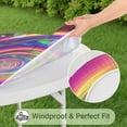 thumbnail image 5 of Colorful Tie Dye Spiral Pattern Round Fitted Tablecloth with Elastic Edge,Dining Table Cover Waterproof,Outdoor Round Tablecloth for Camping,Dining,Indoor and Outdoor, 5 of 7