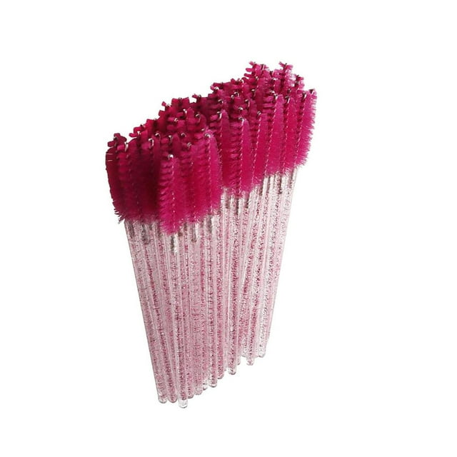 tredstone 50Pcs Disposable Wands Eyelash Brushes Makeup Eyelash Extension Rose Red