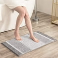 thumbnail image 2 of Bathroom Rugs Chenille Gradient Stripe Soft Plush Water Absorbent Shower Mat (20"x32"+16"x24", Taupe), 2 of 6
