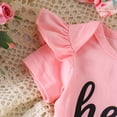 thumbnail image 6 of CAICJ98 Newborn Outfit Baby Girl Going Home Outfit Ruffle Short Sleeve Ribbed Romper Top Floral Pants Headband Hat Set Cute Infant Spring Summer Clothes (Pink,0-3 Months), 6 of 7