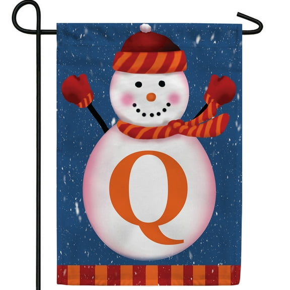 America Forever Winter Monogram Letter Q Garden Flag, Snowman Garden D‚cor, Vertical Double Sided 12.5 x 18 inches Merry Christmas Snowflake Winter Holiday Seasonal Flags for Outdoor Decoration