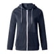 thumbnail image 3 of ICHUANYI Clearance Fashion Women Casual Hooded Slim Zipper Fleece Sweater Coat(Navy, M) ICHUANYI WER2023080811809, 3 of 5