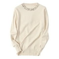thumbnail image 5 of LYXSSBYX Long Sleeve Shirts for Women Clearance Women's Beaded Pullover Sweater Women's Round Neck Long Sleeve Knitwear Loose Bottom Blouse, 5 of 9