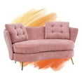 thumbnail image 2 of Modern Sofa with 2 Pillows and Golden Metal Legs, Velvet Upholstered Couch with Thickened Cushion and Curved Backrest, Comfy Loveseat for Living Room Bedroom Apartment, Pink., 2 of 9
