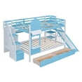 thumbnail image 3 of BELLEMAVE Kids Castle Bunk Bed with Storage Drawers, Shelf, Slide and Safety Guardrail, Full over Full Bunk Bed with Stairs, Castle Bunk Bed/Playhouse Bed for Girls, Boys, Kids(Blue), 3 of 9