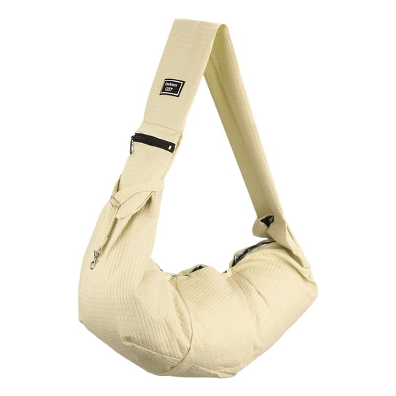 Uxcell Dog Sling Carrier for Small Dogs and Cats Up to 16.5 Lbs, Soft Pouch Waterproof with Zipper Pocket Pet Cross Body Shoulder Bag, (Champagne, 1 Pcs) Intended for Outdoor / Travel