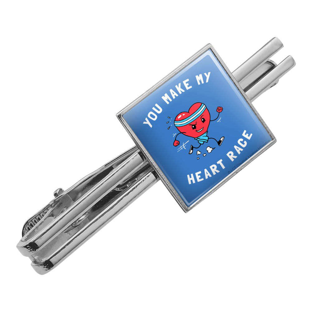 GRAPHICS & MORE You Make My Heart Race Funny Humor Round Tie Bar Clip Clasp Tack Silver Color Plated 