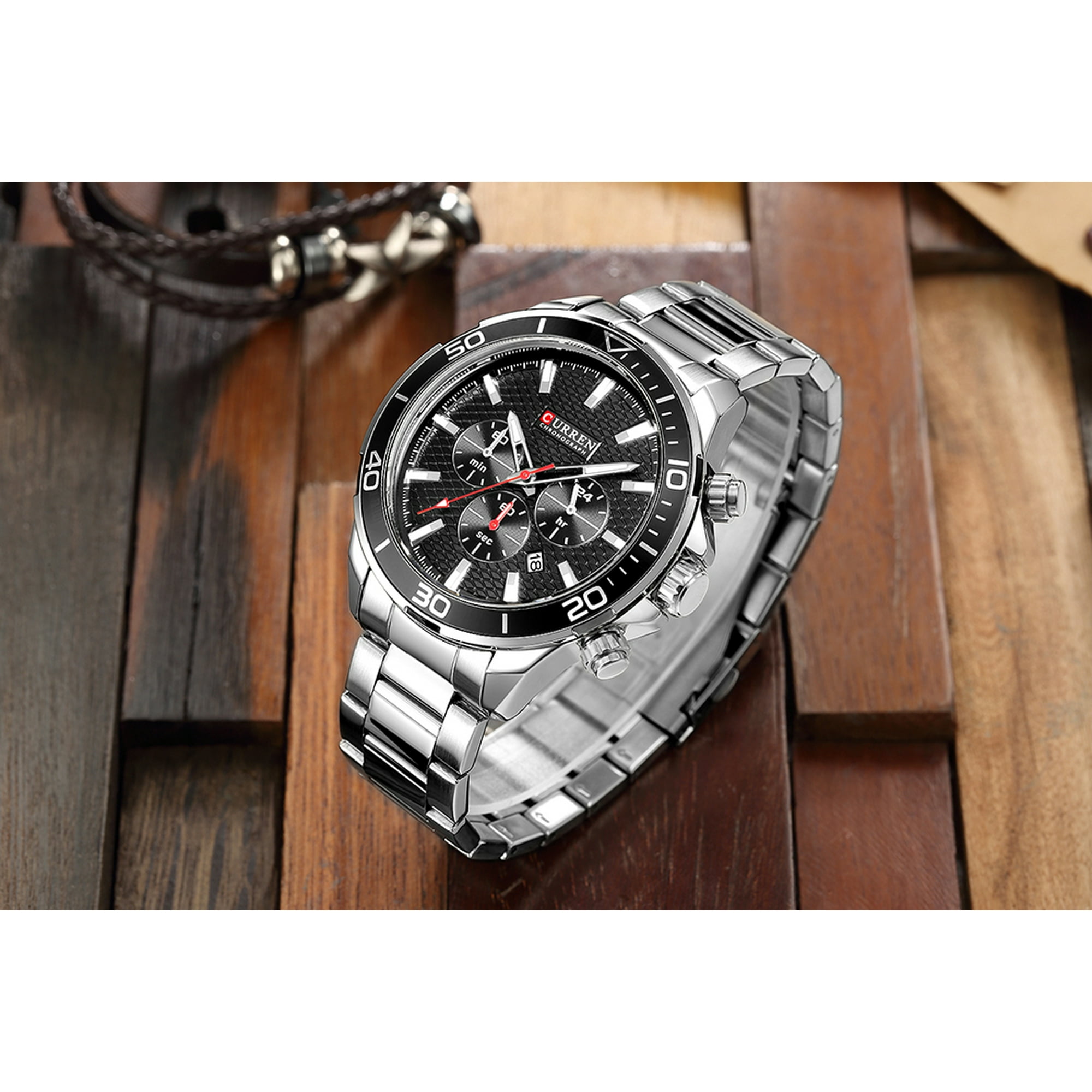 CURREN 8309 Watch Men Sport Quartz Calendar Day Minute Second Round Dial Wrist Stainless Steel Luminous Pointer Fashion Causal Watch Walmart