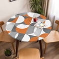 thumbnail image 5 of Mid Century Geometric Elastic Fitted Round Table Cover Abstract Modern Orange Waterproof Outdoor Tablecloth for Holiday Party, Picnic, Patio & Dining Fits Tables Up to 36"-44", 5 of 8