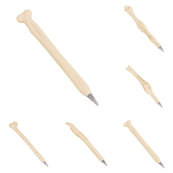 HmNPlay 5 Pcs Realistic Human Bone Pen Set, Novelty Skeleton Finger Ballpoint Pens, 0.7mm Blue Ink, Unique Anatomy Gift for Doctor, Nurse, Medical Students, Halloween Party Supplies