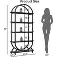thumbnail image 2 of Jehiatek Arched Bookshelf Bookcase, 71 Inches Tall Industrial Book Shelf with Sturdy Metal Frame, E1 Quality Boards, Freestanding Display Shelving Unit, Black, 2 of 14