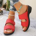 thumbnail image 3 of Hoshose Summer New Womens Slide Sandals Solid Color Hook&Loop Non Slip Casual Dressy Beach Sandals Breathable, 3 of 5
