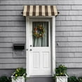 thumbnail image 2 of Awntech 3.38 Ft Charleston Sloped Fixed Awning with Scrolled Iron Arms (40.5in x 36in x 36in), Brown/Tan Stripe, 2 of 3