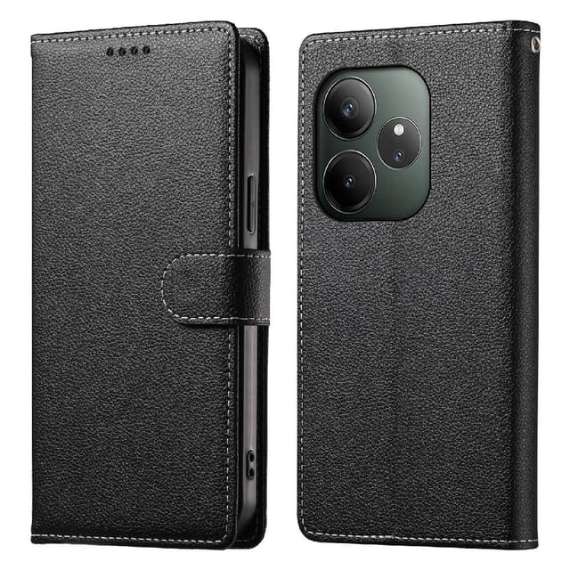Case for FOXDOCK Realme GT6 5G Wallet Case – Premium Leather, 3 Card Slots, Shockproof Protection