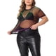 thumbnail image 4 of Blusa de fiesta para mujer de tallas grandes Agnes Orinda, transparente de malla holográfica, 4X, púrpura y verde, 4 of 6