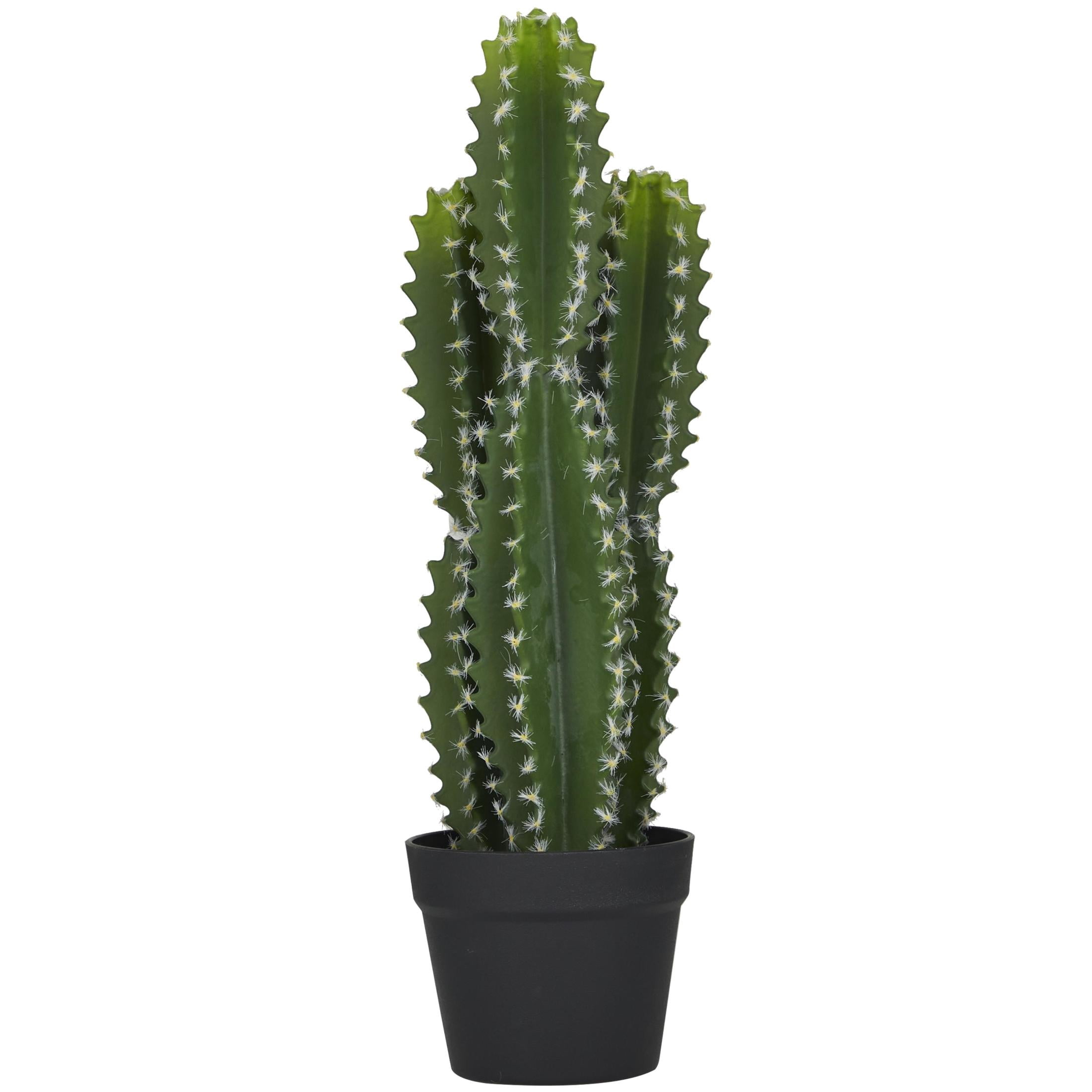DecMode 23" Artificial Cactus Plant in Realistic Leaves and Black Round Pot