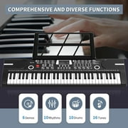 Mixfeer 61 Key Keyboard Piano, Electronic Piano with Built-In Speaker, Microphone, Sheet Stand and Power Supply, Portable Keyboard for Beginners, Pink