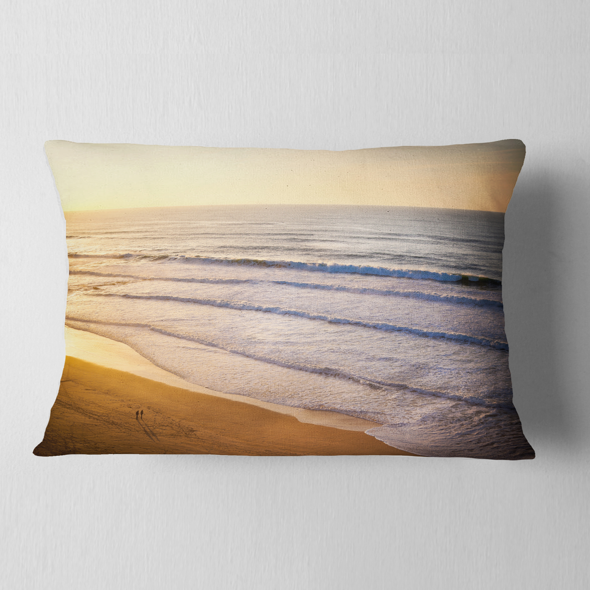 Designart 12" x 20" Blue Polyester Throw Pillow