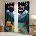 thumbnail image 2 of Castle Fairy Retro Van Camping Blackout Curtains Set of 2 (52x84 Each) for Kids, "Camping Time" Print Window Curtains for Bedroom, Orange Blue, 2 of 6