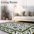 thumbnail image 2 of ODIKA 5'x7' Machine Washable Non-Slip Area Rug, Holiday Pinecone Interlocking Tapestry with Festive Flourish Motif High Traffic Rug with Pad, Green, 647857, 2 of 8