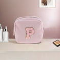 thumbnail image 5 of Unique Bargains 1 Pc Letter P Pattern Makeup Bag for Travel Pink Corduroy, 5 of 6