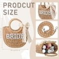 thumbnail image 2 of Bolso tejido a mano Straw Bride con diseño de letra rosa Mrs., 2 of 6