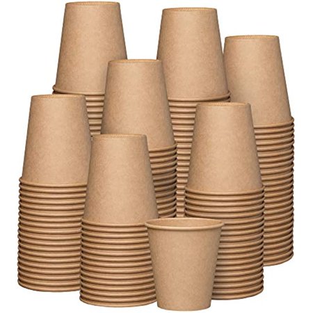 [300 Pack] 10 Oz. Kraft Paper Hot Coffee Cups - Unbleached