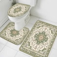 thumbnail image 3 of Sage Green Bath Mat 3 Piece Bathroom Rug Set, Southwest Tribal Antique Boho-Chic Farmhouse Non Slip Bath Rug Contour Mat and Toilet Lid Cover, Absorbent Shower Mats Soft Bath Rugs and Mats Sets, 3 of 8