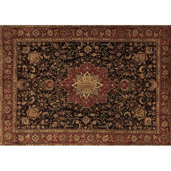Ahgly Company Indoor Rectangle Medallion Brown Traditional Area Rugs, 8' x 12'