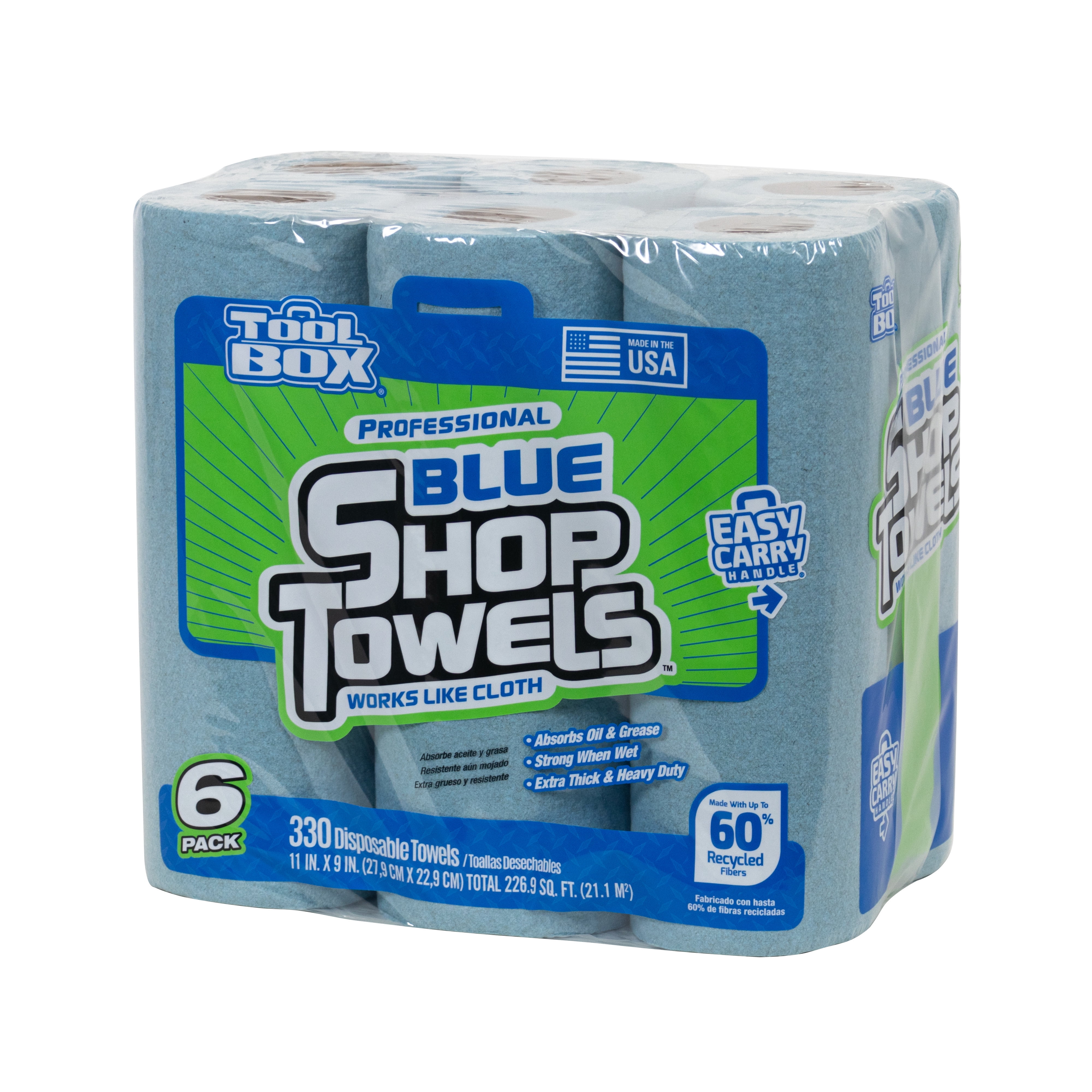 ToolBox® Blue Shop Towel, 6 Rolls (55 Sheets per Roll) Multi