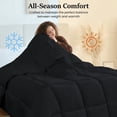 thumbnail image 3 of 100% Cotton All Season 1pc Box Stitched Comforter, Duvet Insert Cover, Pattern Solid Black Color Twin (66"x90") Size Machine Washable Lightweight, 3 of 6