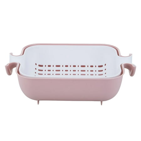 

Multifunctional Washing Basket Double Layer Draining Basket Home Kitchen Fruit Vegetable Basket Household Storage Rack (Nordic Pink)