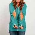thumbnail image 2 of Yeaiivve Maternity Hoodies Jackets for Women Cut Out Sleeve for Easy Breastfeeding Full Zip Up Hooded Sweatshirts Fall Lounge Jackets with Pockets Green,L, 2 of 9