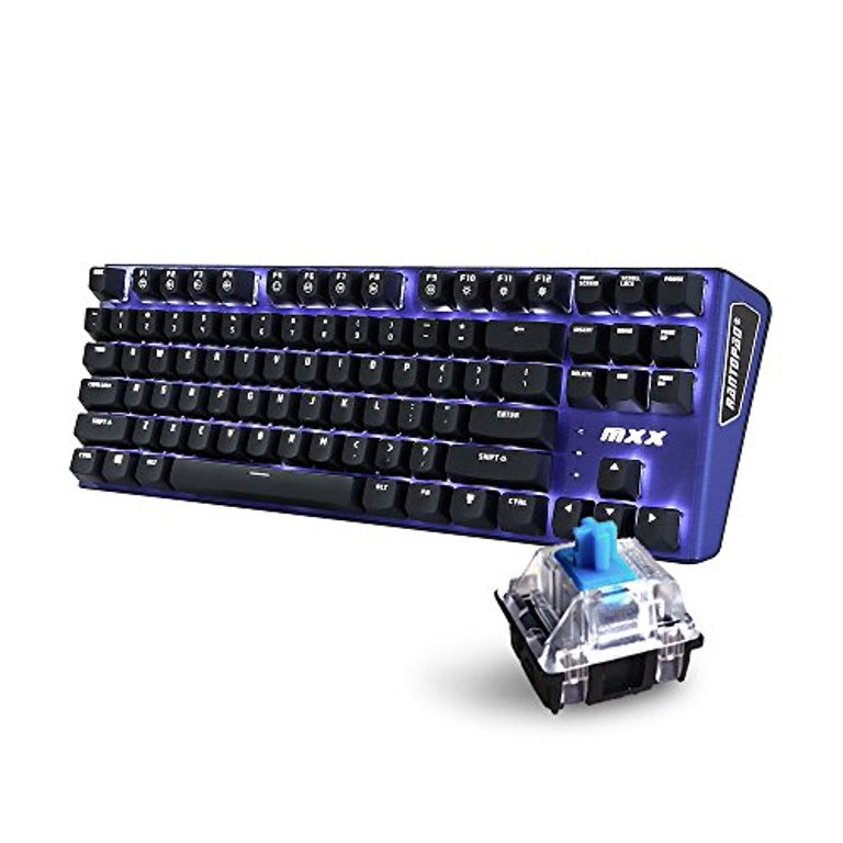 Rantopad MXX Mechanical Gaming Keyboard - 87 Keys,White Backlit, Blue  Switches, Blue Aluminum Cover, N-Key Rollover Mono-B-Blue - Walmart.com