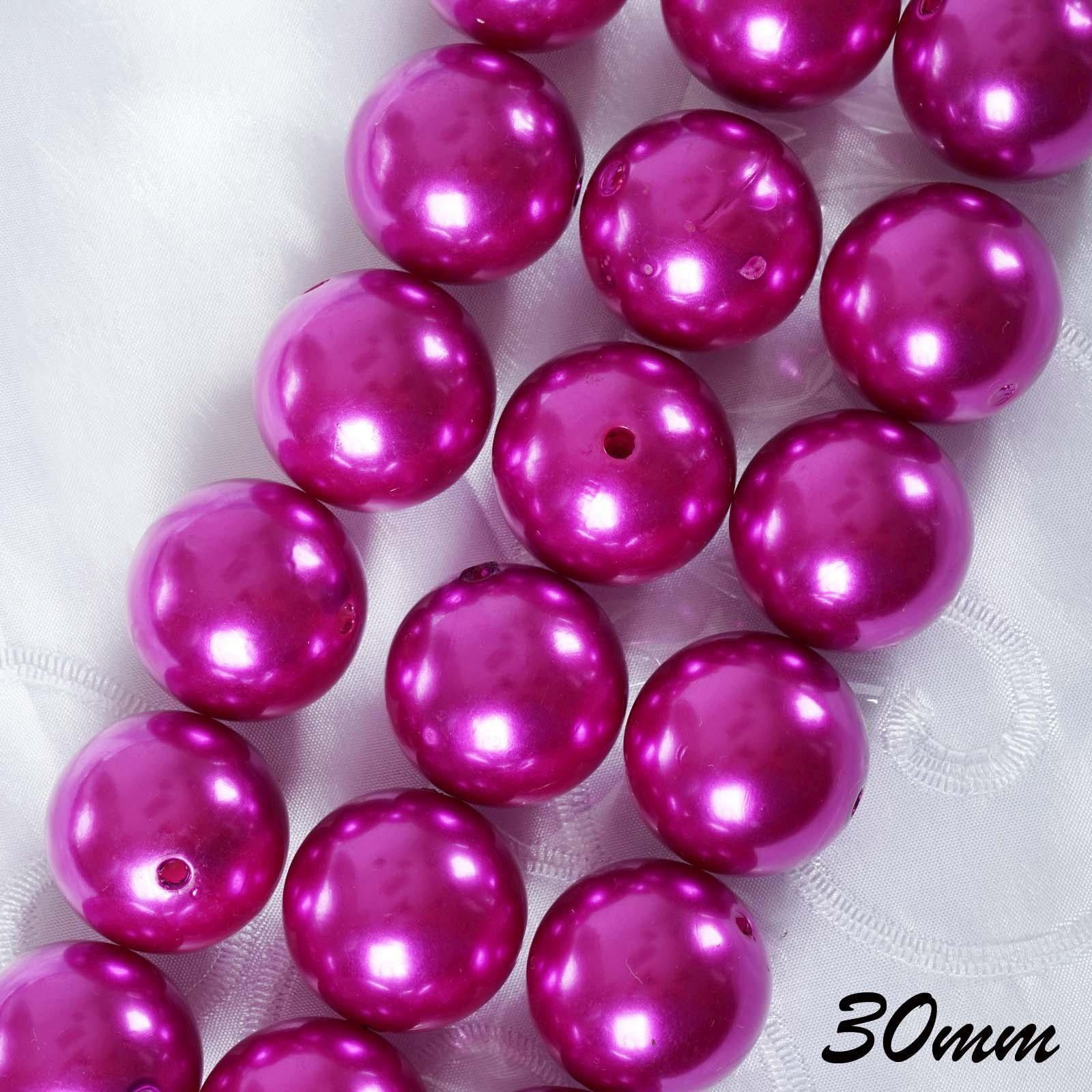 35 Pack 30mm Fushia Faux Pearl Beads Vase Fillers Clearance SALE