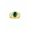 thumbnail image 4 of RYLOS Rings for Women 14K Gold Plated Silver Ring XOXO Hugs & Kisses 9X7MM Gemstone & Diamond Ring Green Sapphire Jewelry for Women Size 9, 4 of 8