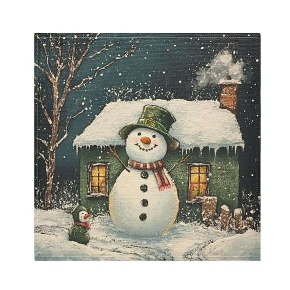 WOBOGO Winter Snowman Cloth Napkins 1 Piece Soft Elegant Touch Durable Absorbent Quick Drying for Elegant Dining