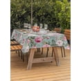 thumbnail image 2 of Outdoor Tablecloth with Umbrella Hole and Zipper, Vintage Spring Floral Rectangle Table Cloth 60x102 Inch Waterproof Tablecloth, Botanical Summer Pink Green Picnic Table Cover for Patio Camping, 2 of 7