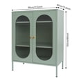 thumbnail image 4 of 40" Display Cabinet Distressed Tall Accent Distressed Cabinet Storage + 2 Doors Creamy Green, 4 of 12