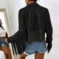 thumbnail image 4 of Kukoosong Women's Fringe Faux Suede Leather Jackets, Fall Fashion Tassel Motorcycle Bomber Coats, Open Front Cropped Coat Outwear, 4 of 6
