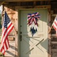 thumbnail image 5 of 23.6 Inch Patriotic Wreath for Front Door 4th of July Wreath Independence Day White Blue Red Garland for Memorial Day Veterans Day Front Door Home Living Room Decoration Hanging Ornaments, 5 of 7