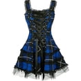 thumbnail image 1 of Minivestido gótico Bandage a cuadros para mujer, vestidos de corte en A con adorno de encaje estético Grunge, minivestido Punk ceñido al cuerpo, ropa de fiesta Sexy-AM, 1 of 4