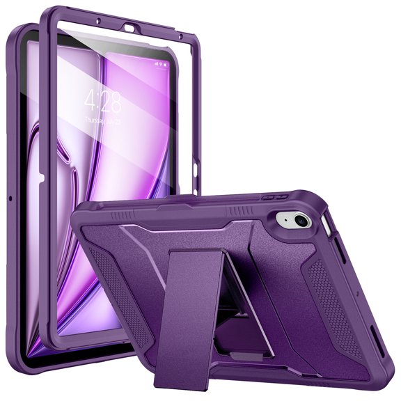Soke Case for iPad Air 11-Inch M2, iPad Air 6th/5th/4th Generation (2024/2022/2020), with Built-in Screen Protector and Kickstand, Rugged Full Body Protective Cover for Apple Air 10.9 - Purple