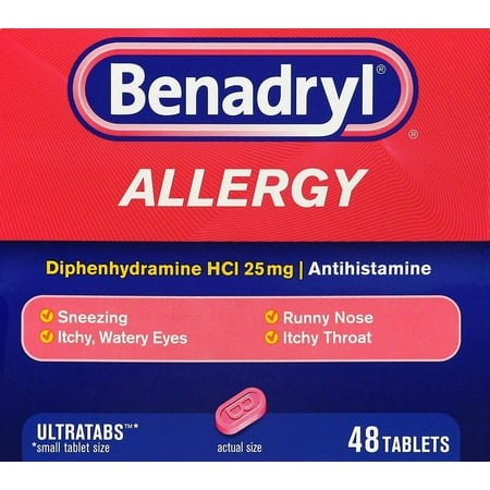 Benadryl Ultratabs Allergy Relief Diphenhydramine Antihistamine 25mg, 48 ct