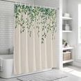 thumbnail image 5 of Green Vines Shower Curtain Set - Extra Long 72" x 96" Washable Bathtub Curtain with 12 Hooks, Retro Country Spring Pastoral Leaves Waterproof Fabric Stall Shower Curtains for Bathroom/Bathtub Décor, 5 of 6
