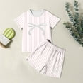thumbnail image 2 of NAFUU Kids Christmas Outfits Girls Summer Sleep Clothing Set Short Sleeve Striped T Shirts and Shorts Outfit Two Piece Outfit Soft Outfit Cute Sleep Clothing 4-5 Years, 2 of 3