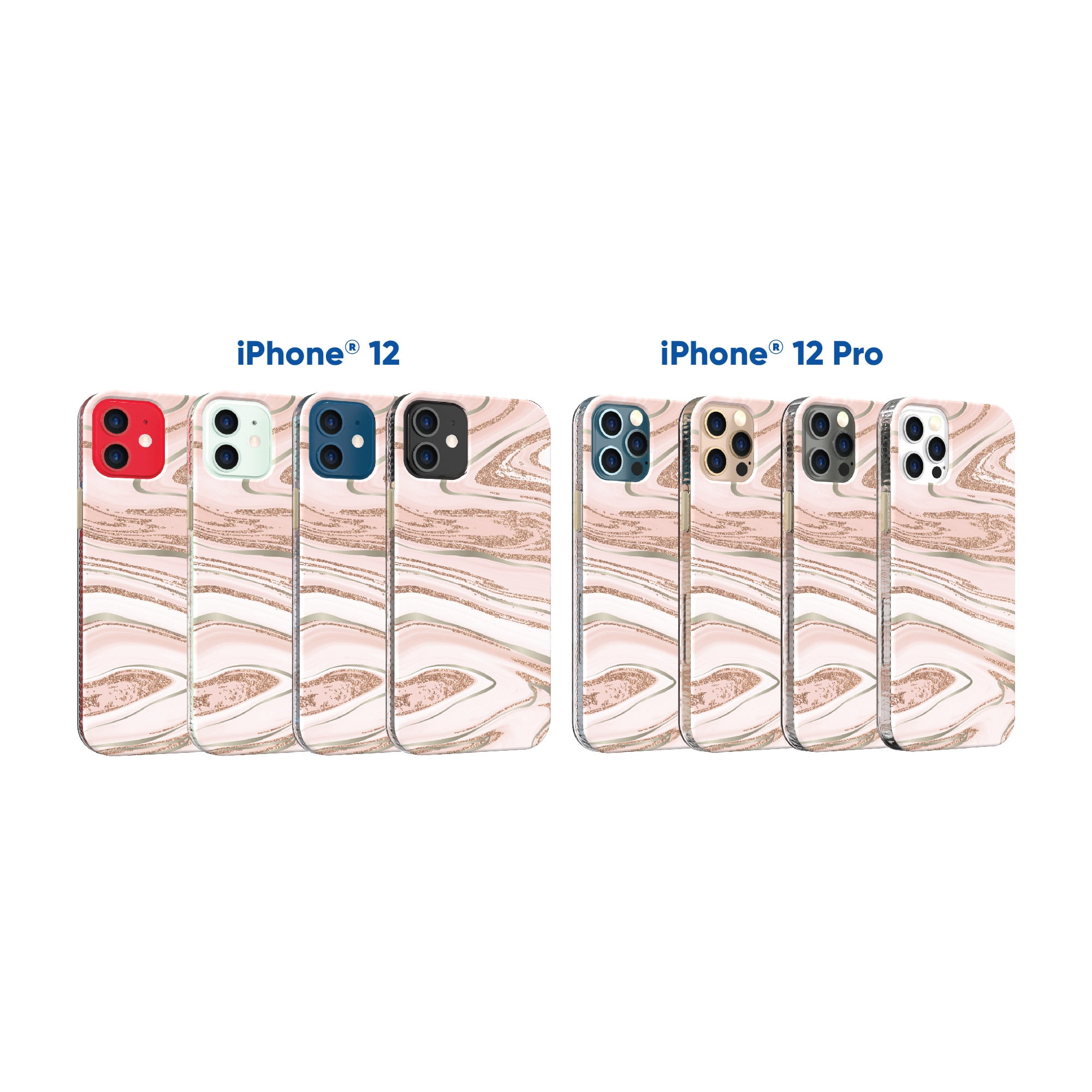 onn. Phone Case for iPhone 12 / 12 Pro - Pink Gold Marble